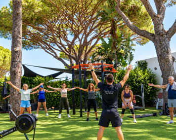 Aula de fitness ao ar livre